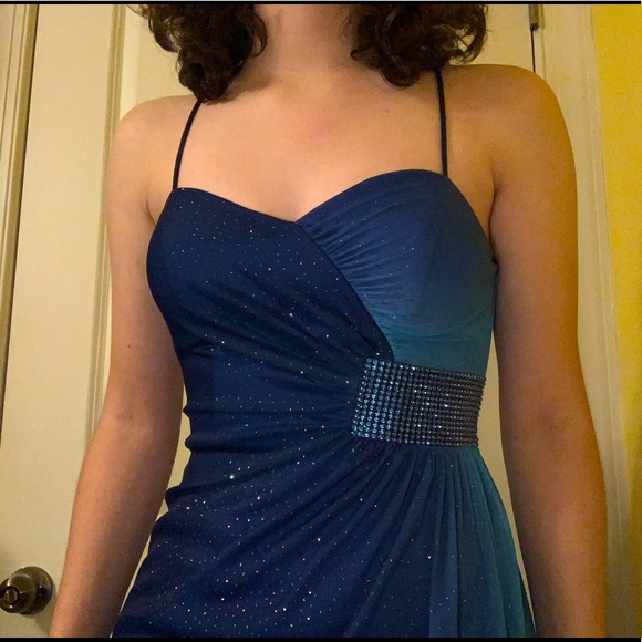 blue ombré glitter embellished sweetheart dress - Picture 1 of 4